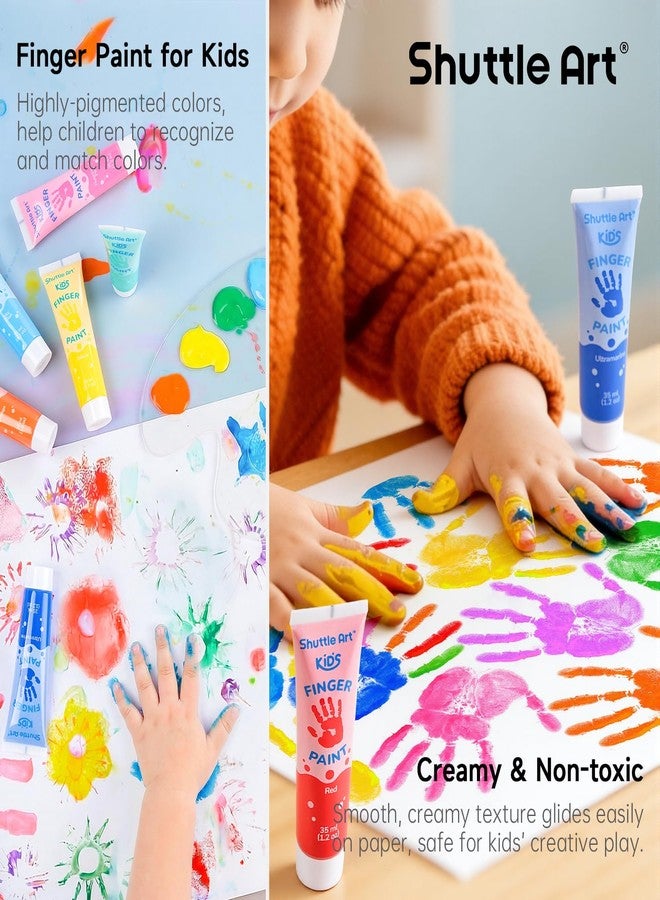 Shuttle Art Washable Finger Paint for Toddlers, 15 Vibrant Colors (1.2 fl oz) Toddler Paint, Non-Toxic Finger Painting for Toddlers 1-3, Kids Arts and Crafts - Image 3